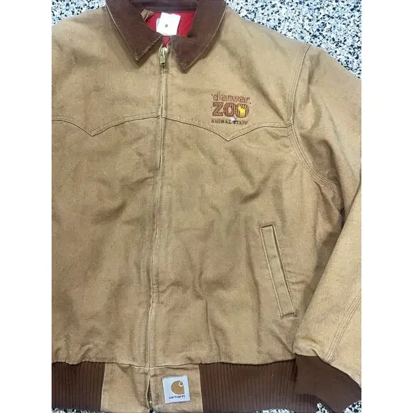 Vintage Carhartt Santa Fe Jacket Duck Red Quilt Lined With Hood J13 BRN 2XL USA - Picture 4 of 16